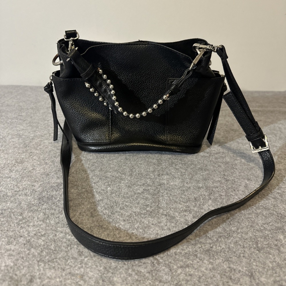 Steve Madden Black Purse/handbag Faux Leather Studded Pockets Moto Biker Gothic